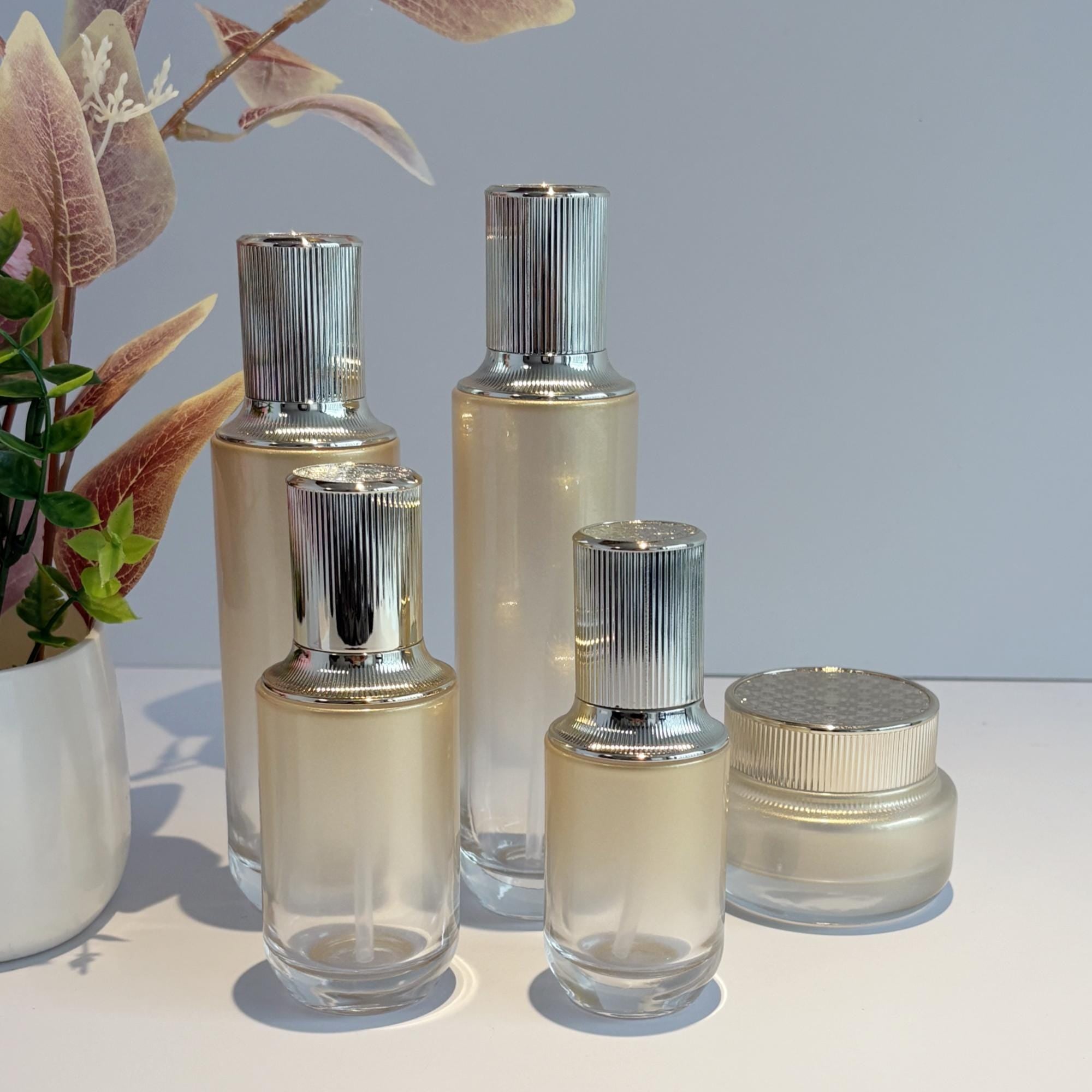Luxury Gold Gradient Glass Skincare Packaging