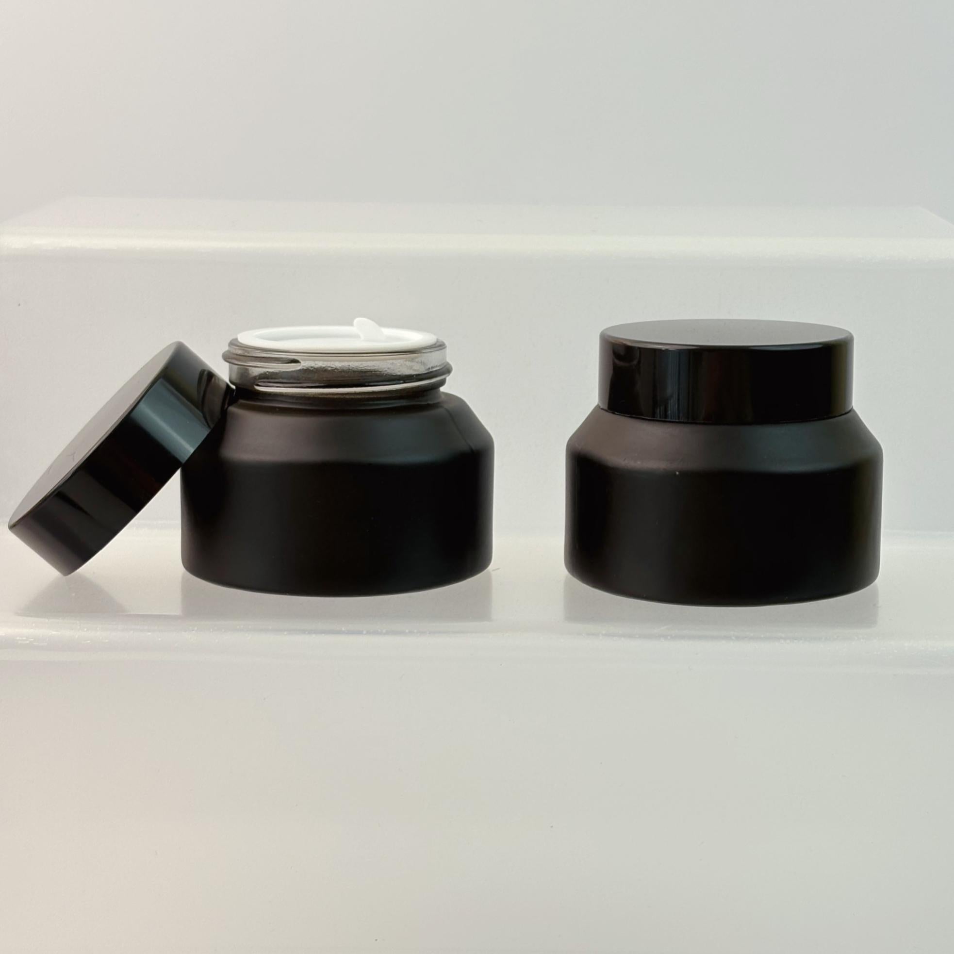 15g 30g 50g Matte Black Glass Cream Jars