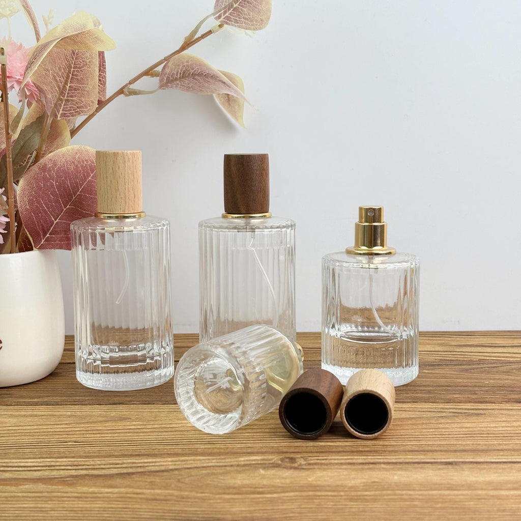 Refillable Glass Perfume Bottle with Wooden Cap