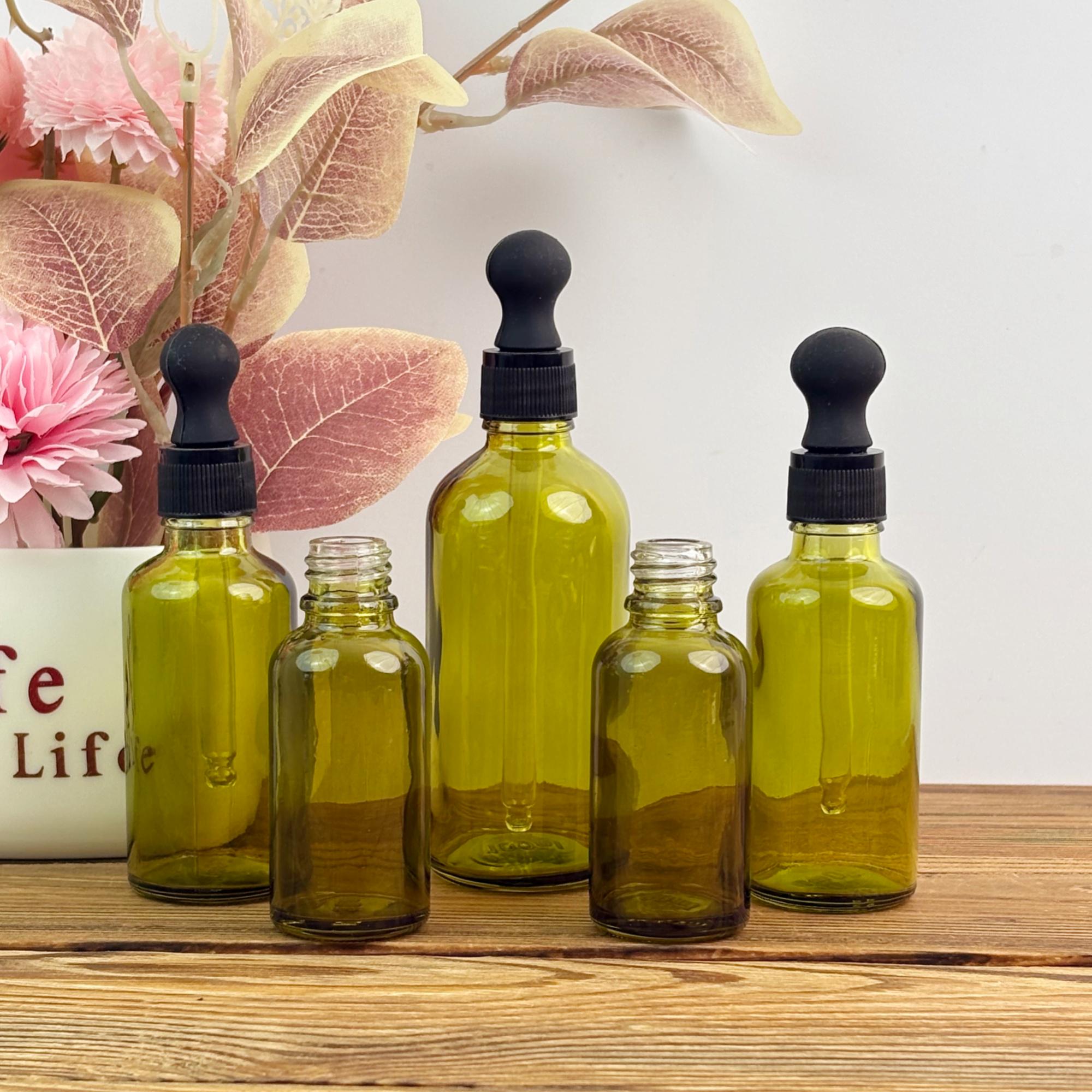 Minimalist Amber Green Glass Tincture Bottles