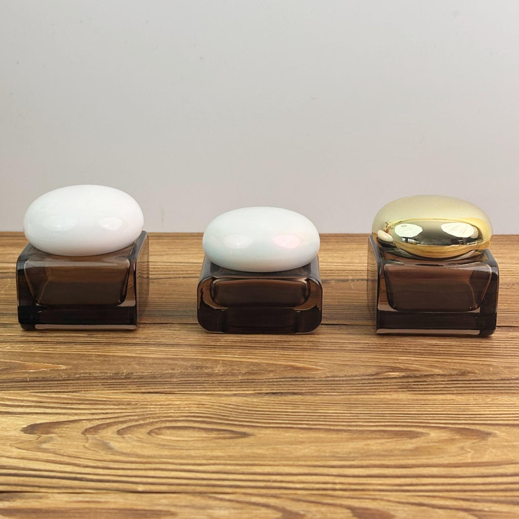 Square Glass Cream Jars with Multiple Cap