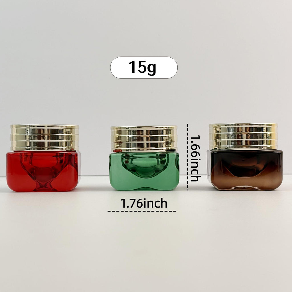 15g Luxury Square Glass Cream Jars with Shiny Gold Caps