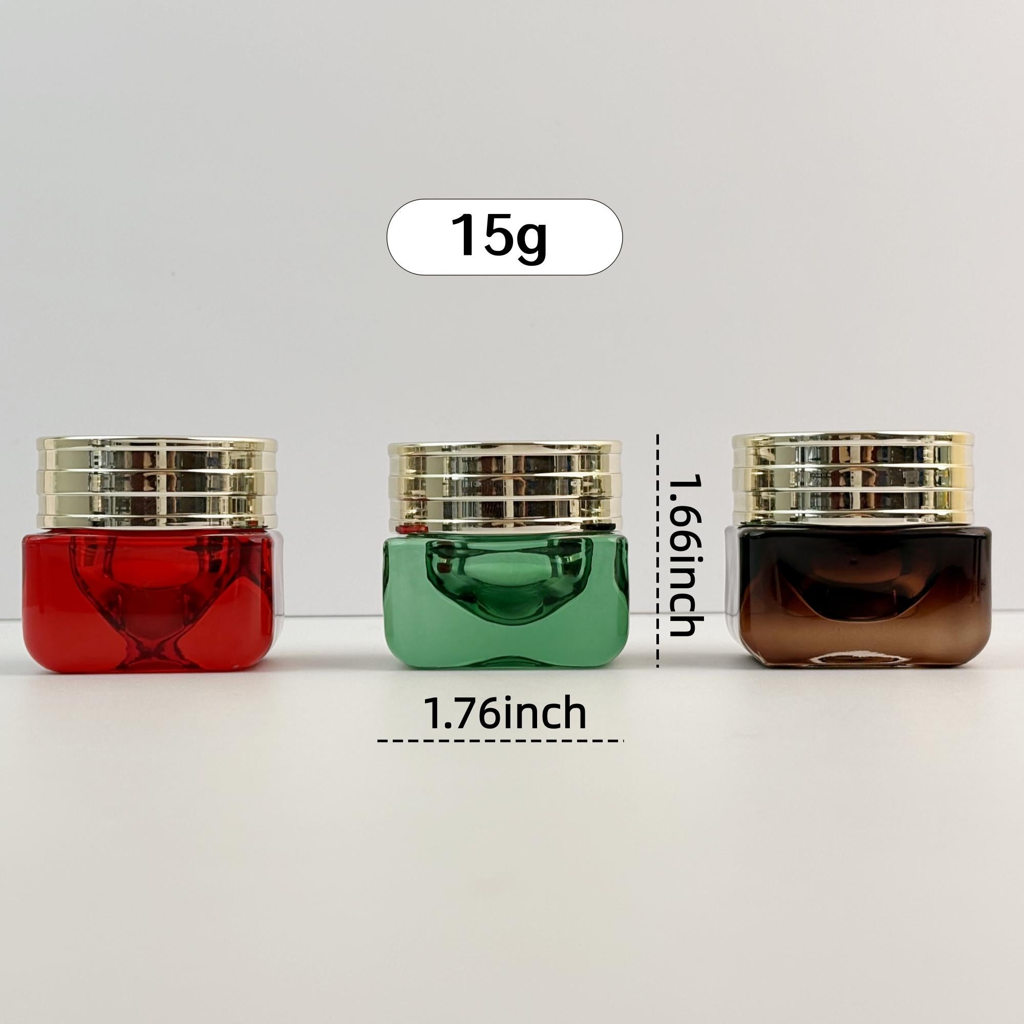 15g Luxury Square Glass Cream Jars with Shiny Gold Caps