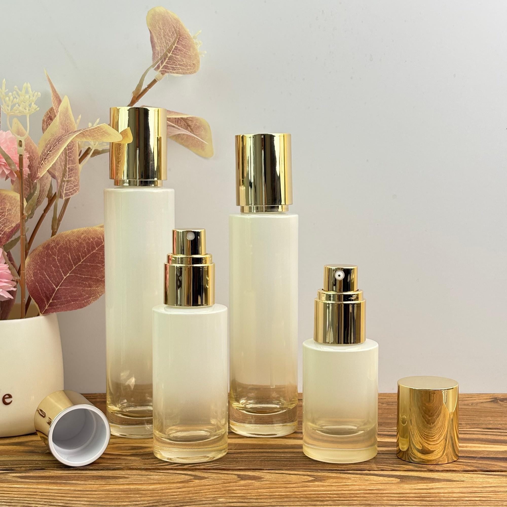 White Gold Gradient Glass Lotion Bottle