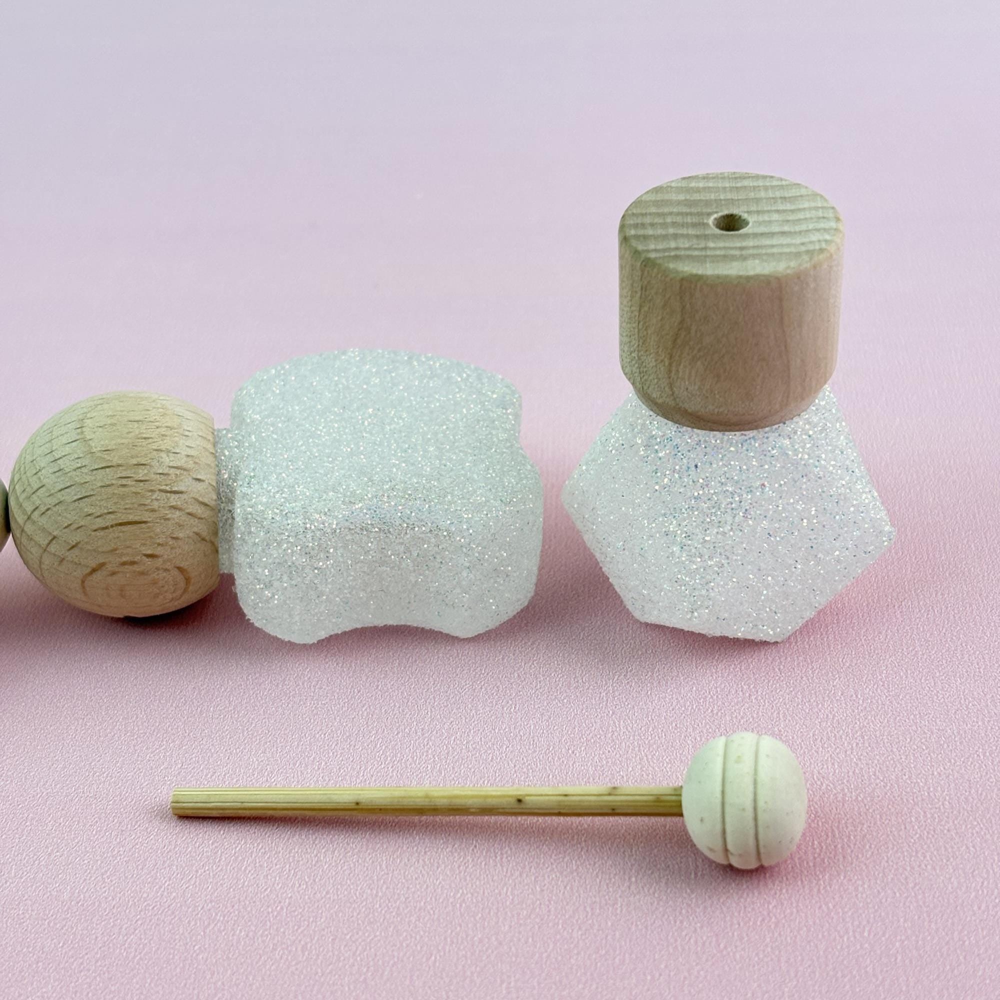 Glittery Glass Reed Diffuser Bottles with Wooden Lid & Bamboo Stick