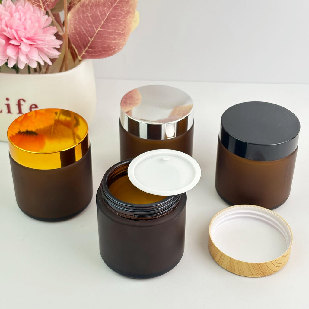100g Amber Frosted Glass Cream Jar