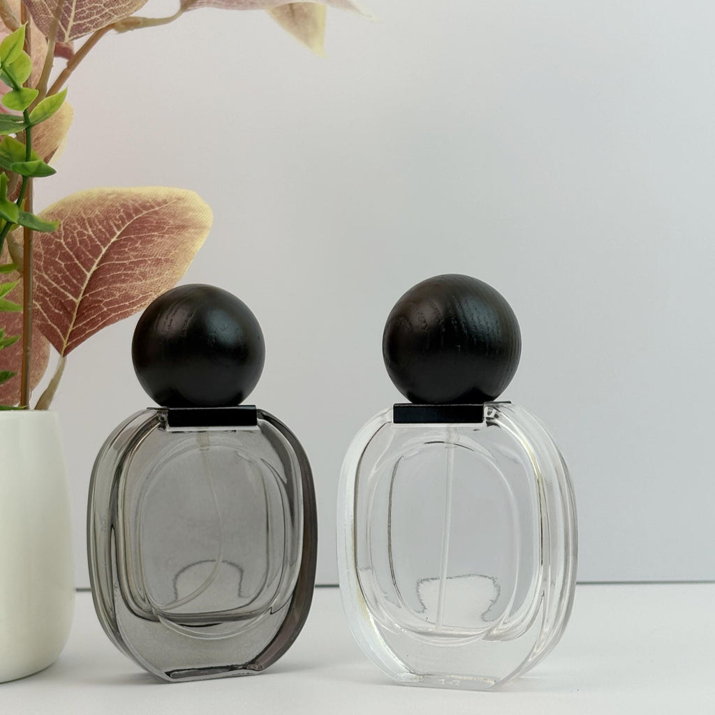 100pcs 30ml Frosted Glass Spray Bottles with Black Wood Lids