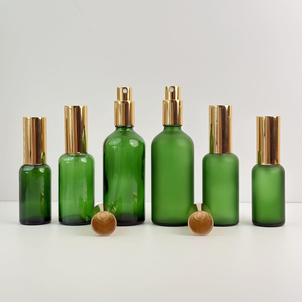 Green Glass Spray Bottles