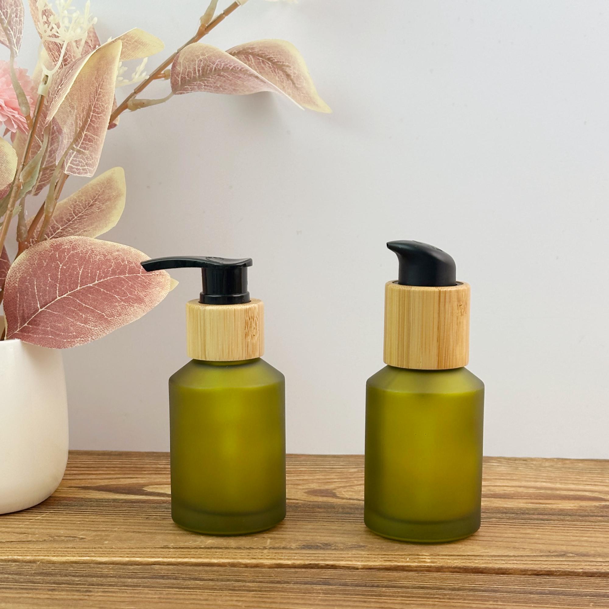 Green Glass Cosmetic Bottles and Jars