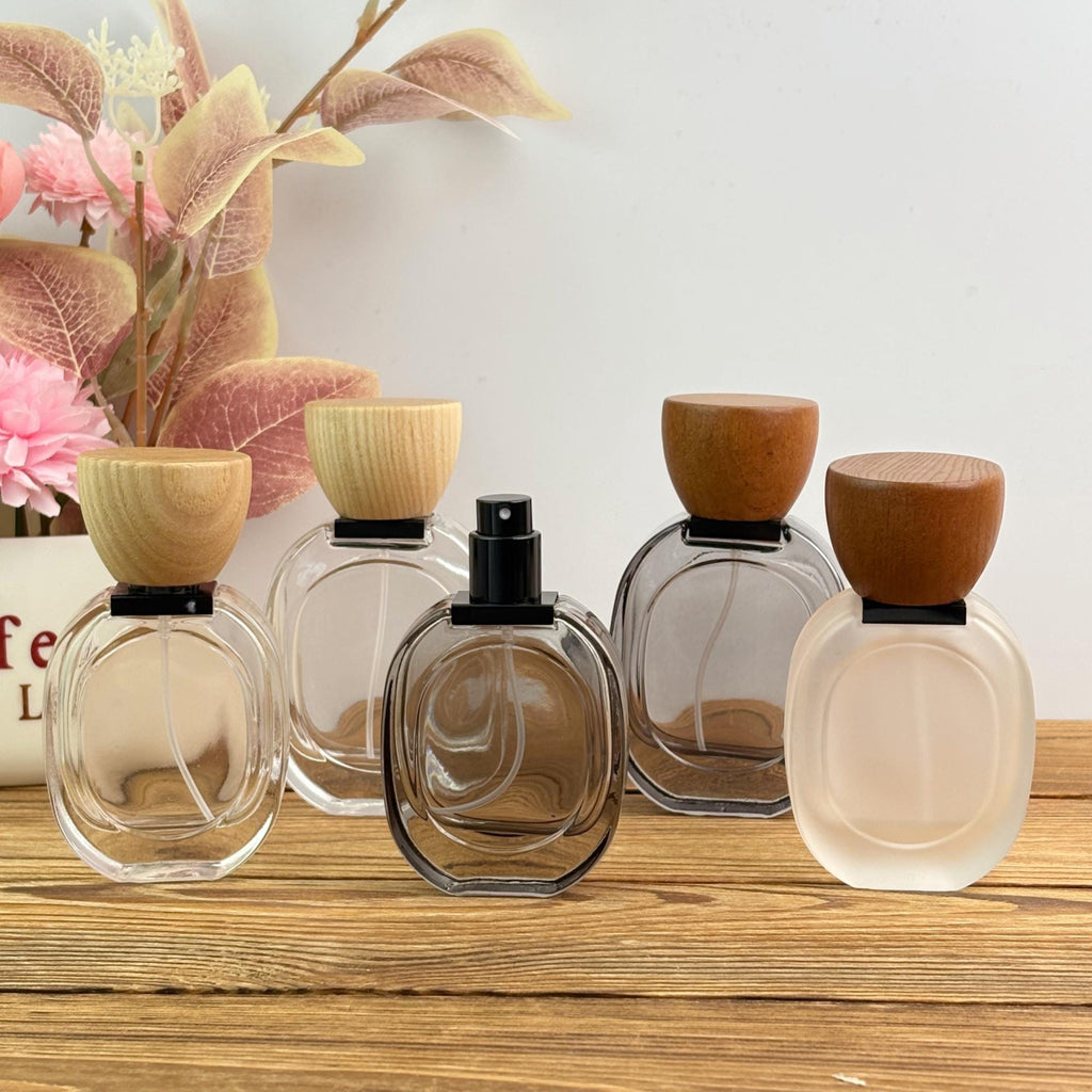 30ml Glass Spray Bottle with Wooden Cap, Frosted