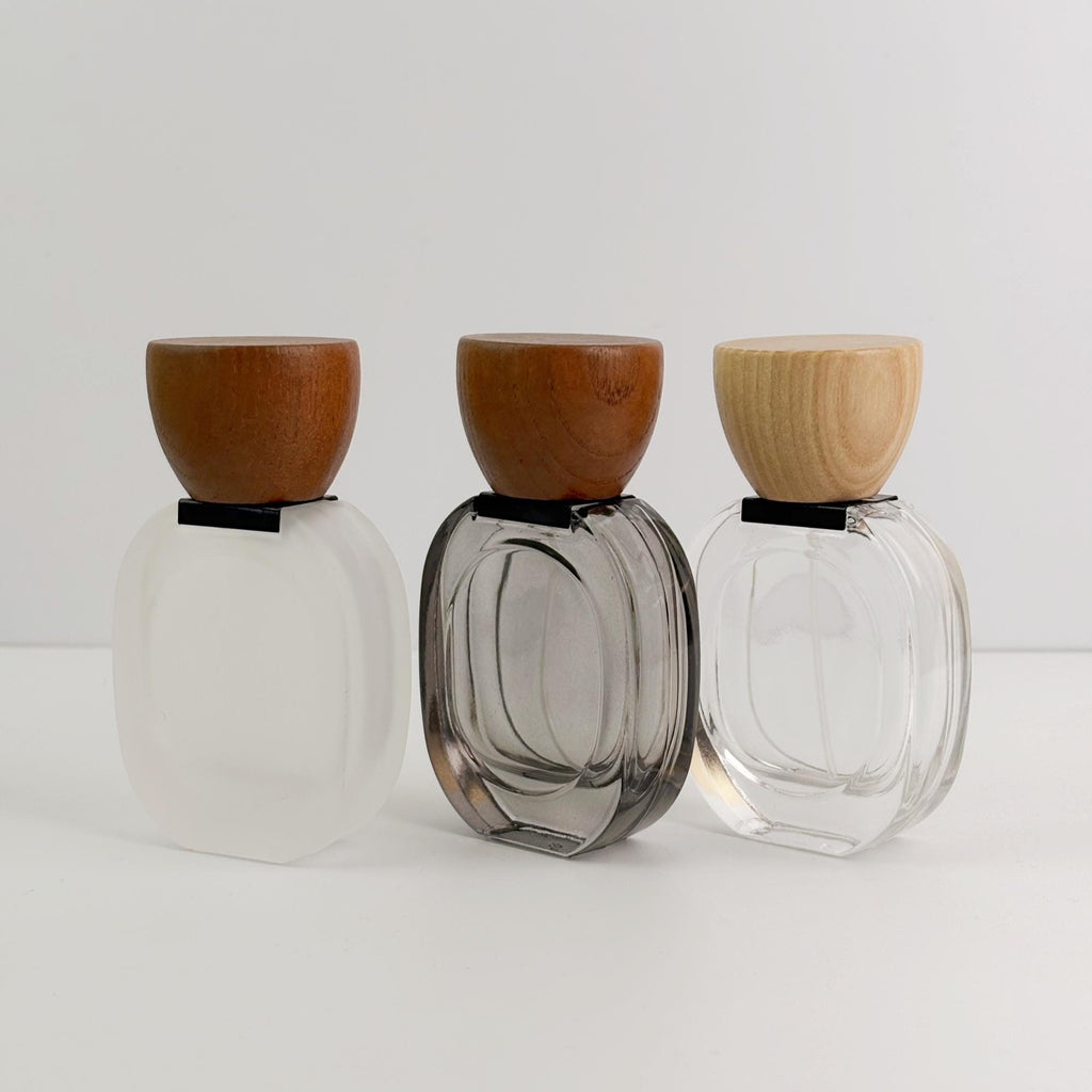 30ml Glass Spray Bottle with Wooden Cap, Frosted