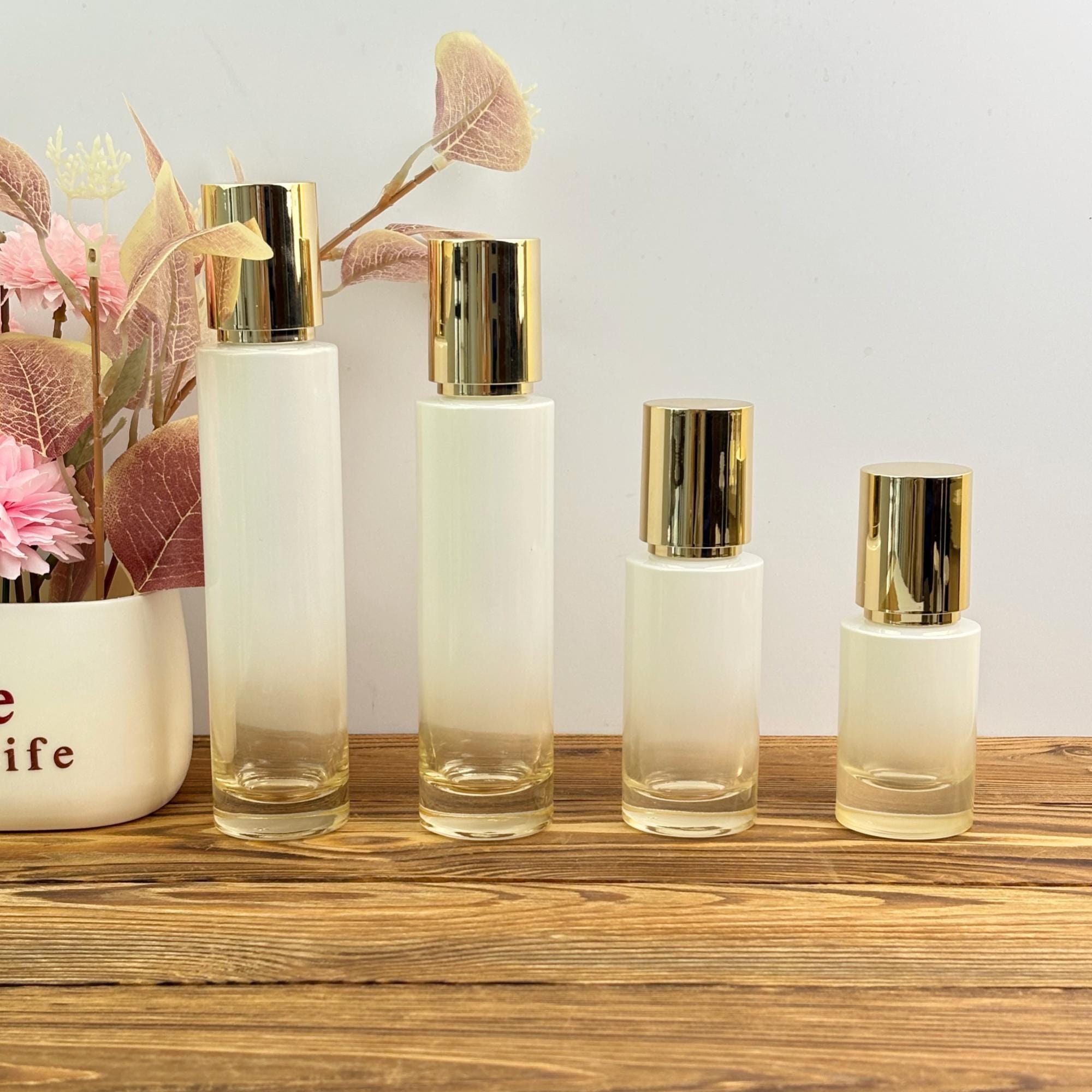White Gold Gradient Glass Lotion Bottle