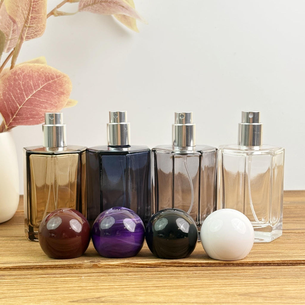 50ml Minimalist Glass Perfume Spray Bottle with Color Ball Cap