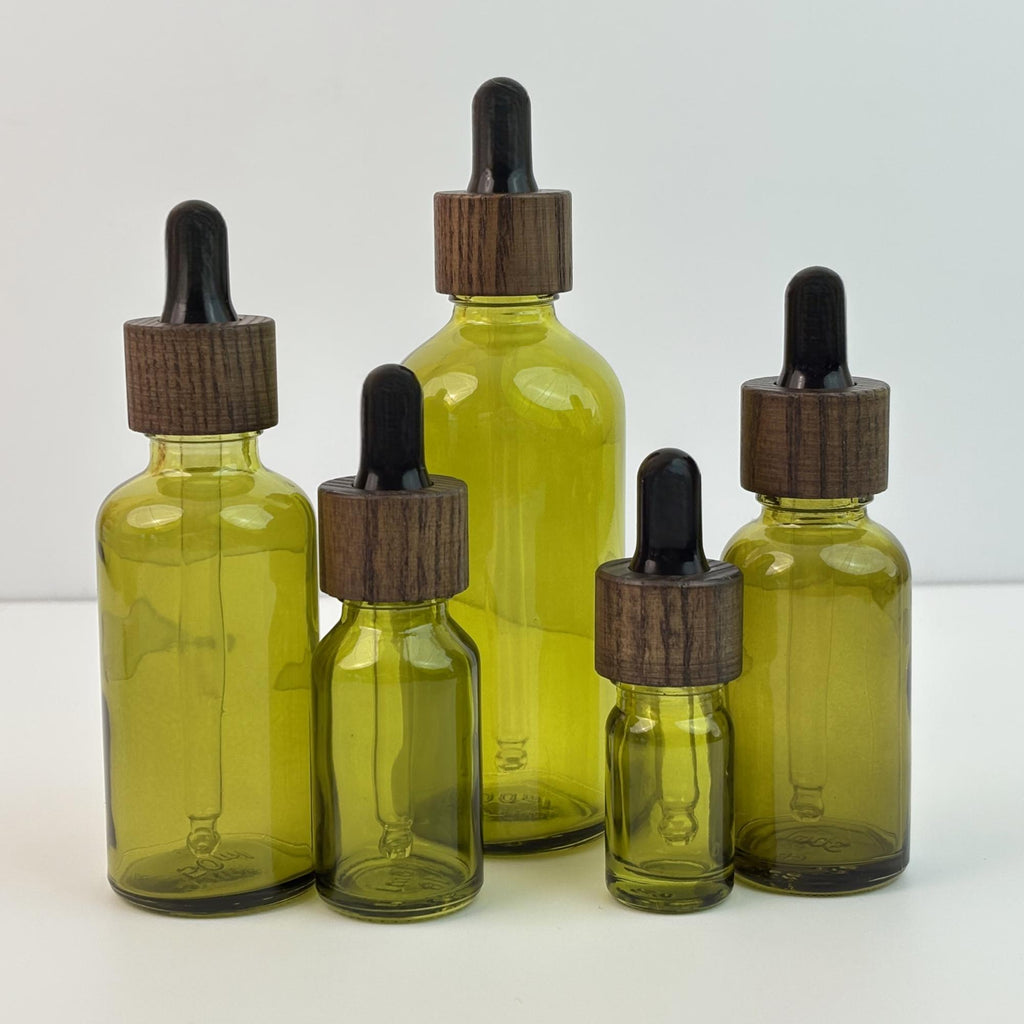 Glass Eye Dropper Bottles with Wood Lid