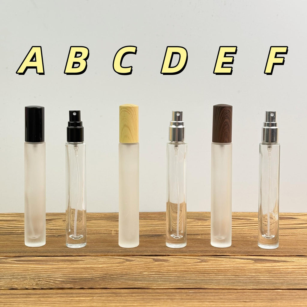 Minimalist Clear & Frosted Glass Spray Bottle with Plastic Caps