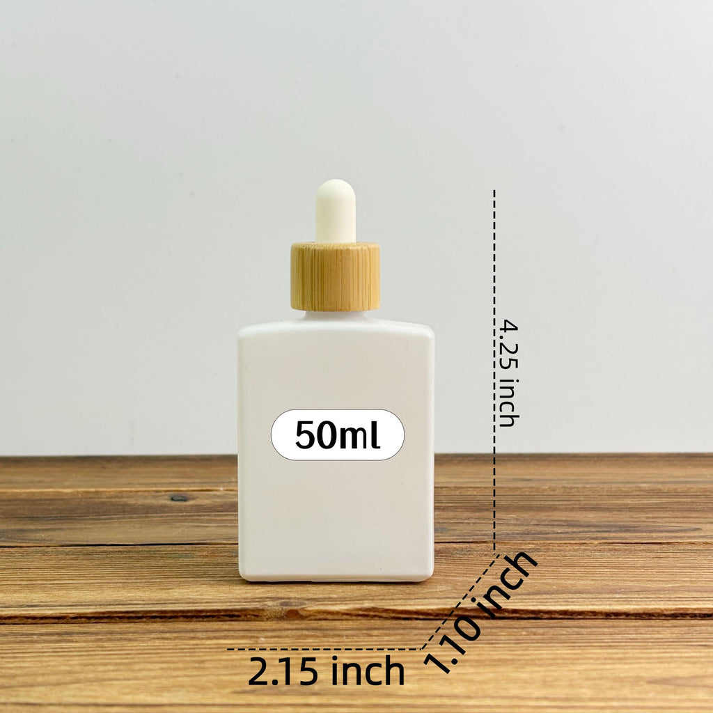 50ml Square Glass Dropper Bottle with Bamboo Cap