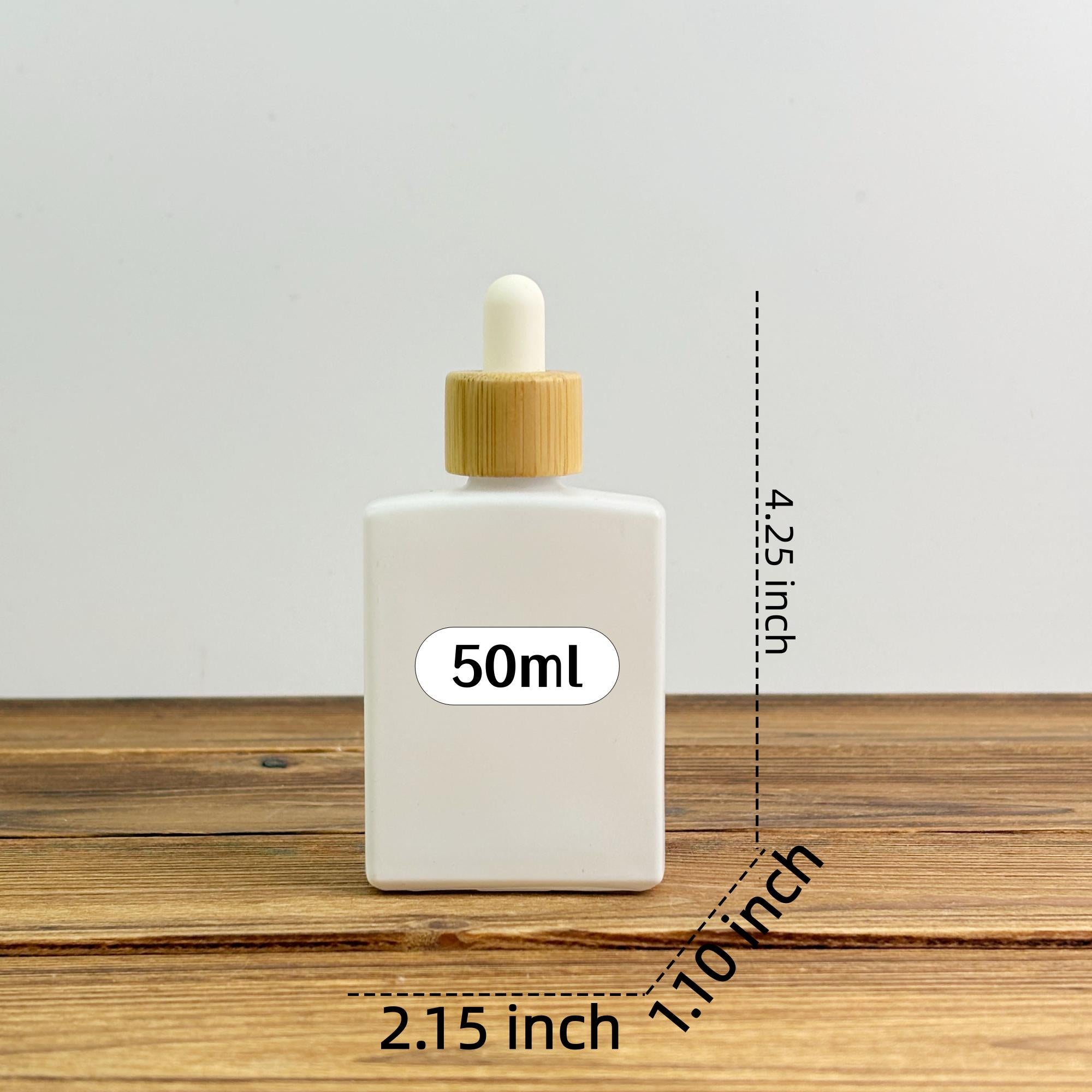50ml Square Glass Dropper Bottle with Bamboo Cap