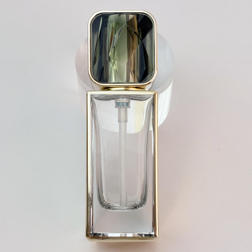 Gilded-Accent Square Glass Lotion Bottles