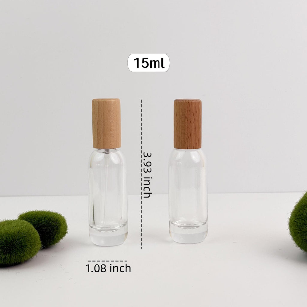 Clear Glass Perfume Bottle with Wood Cap