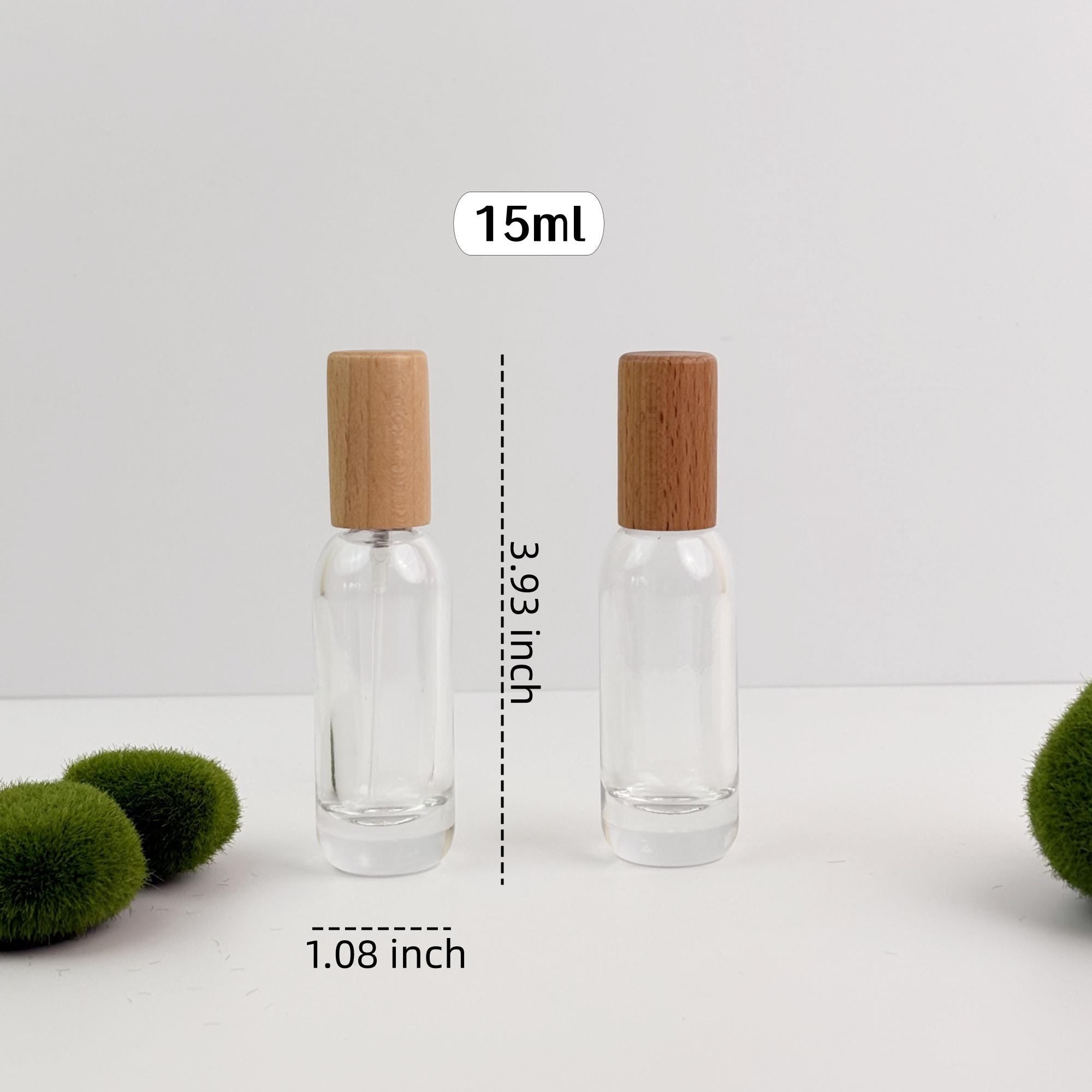 Clear Glass Perfume Bottle with Wood Cap