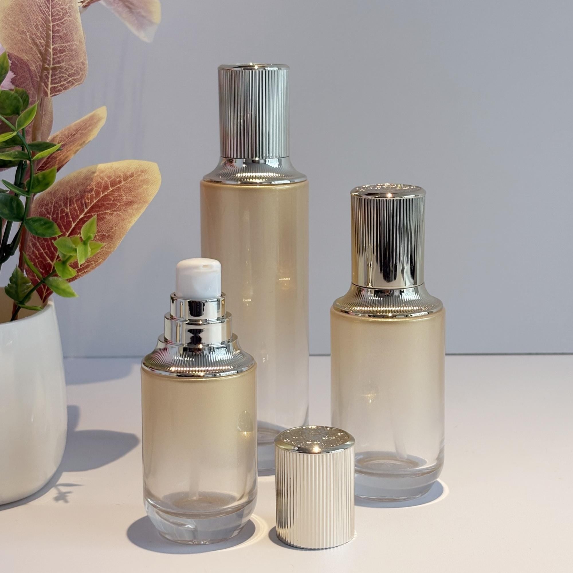 Luxury Gold Gradient Glass Skincare Packaging