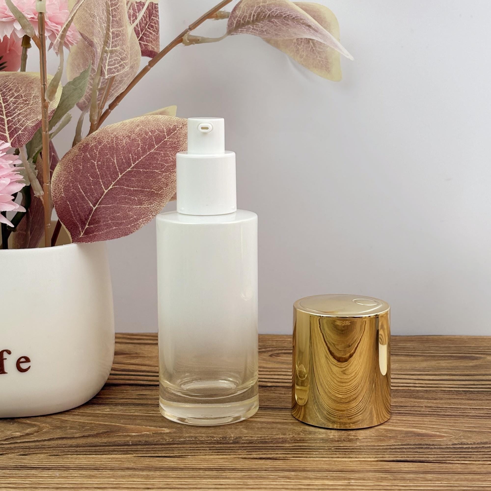Luxury White Gradient Glass Cosmetic Container