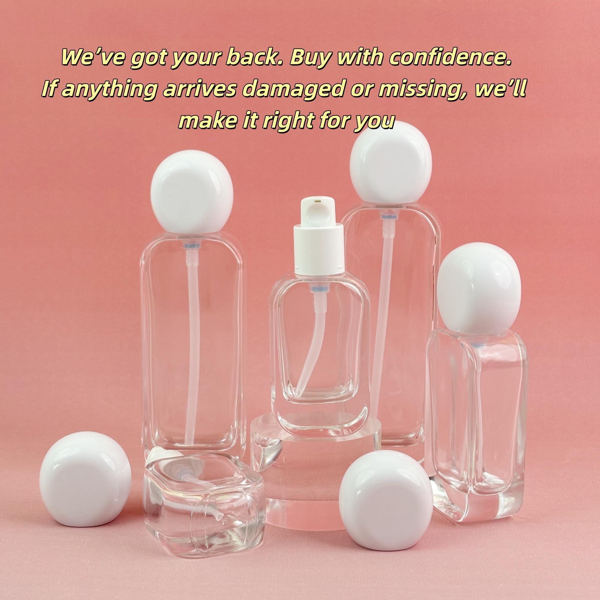 Luxury White Round Cap Clear Glass Lotion Pump Bottles