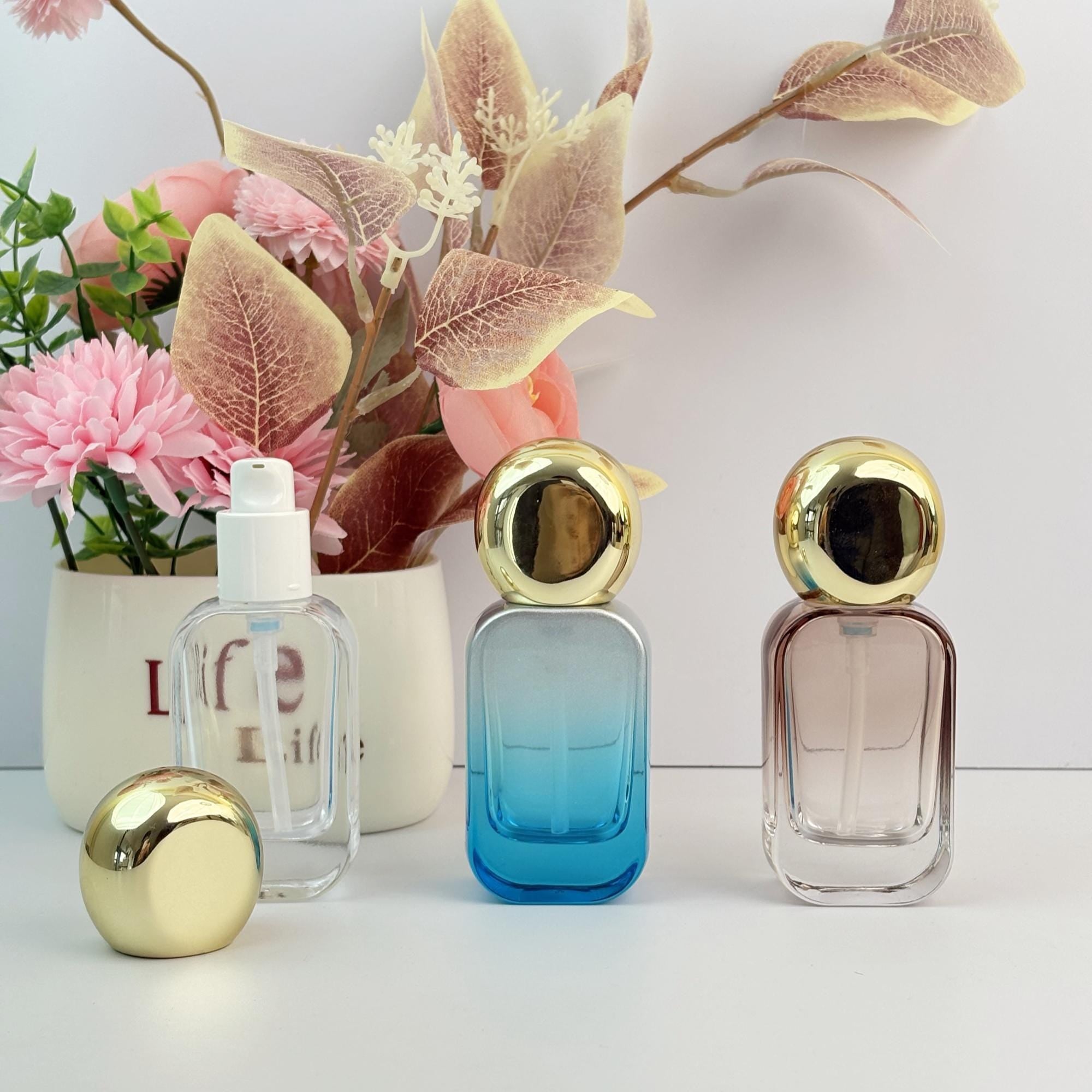 Luxury Gold-Top Glass Perfume Spray Bottles