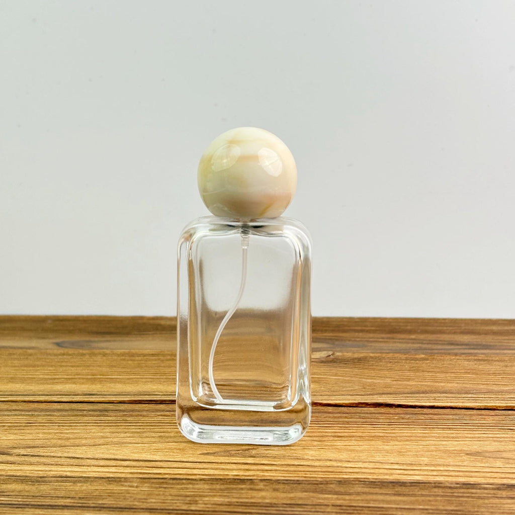 20ml 30ml 50ml Luxury Clear Glass Spray Bottle with Marble Look Round Cap
