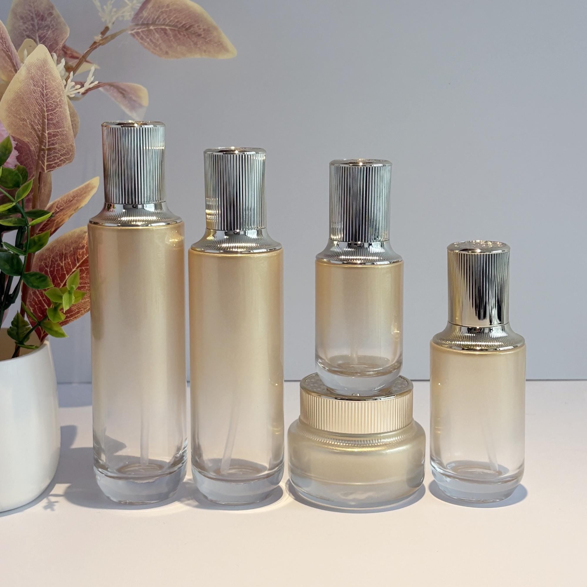 Luxury Gold Gradient Glass Skincare Packaging