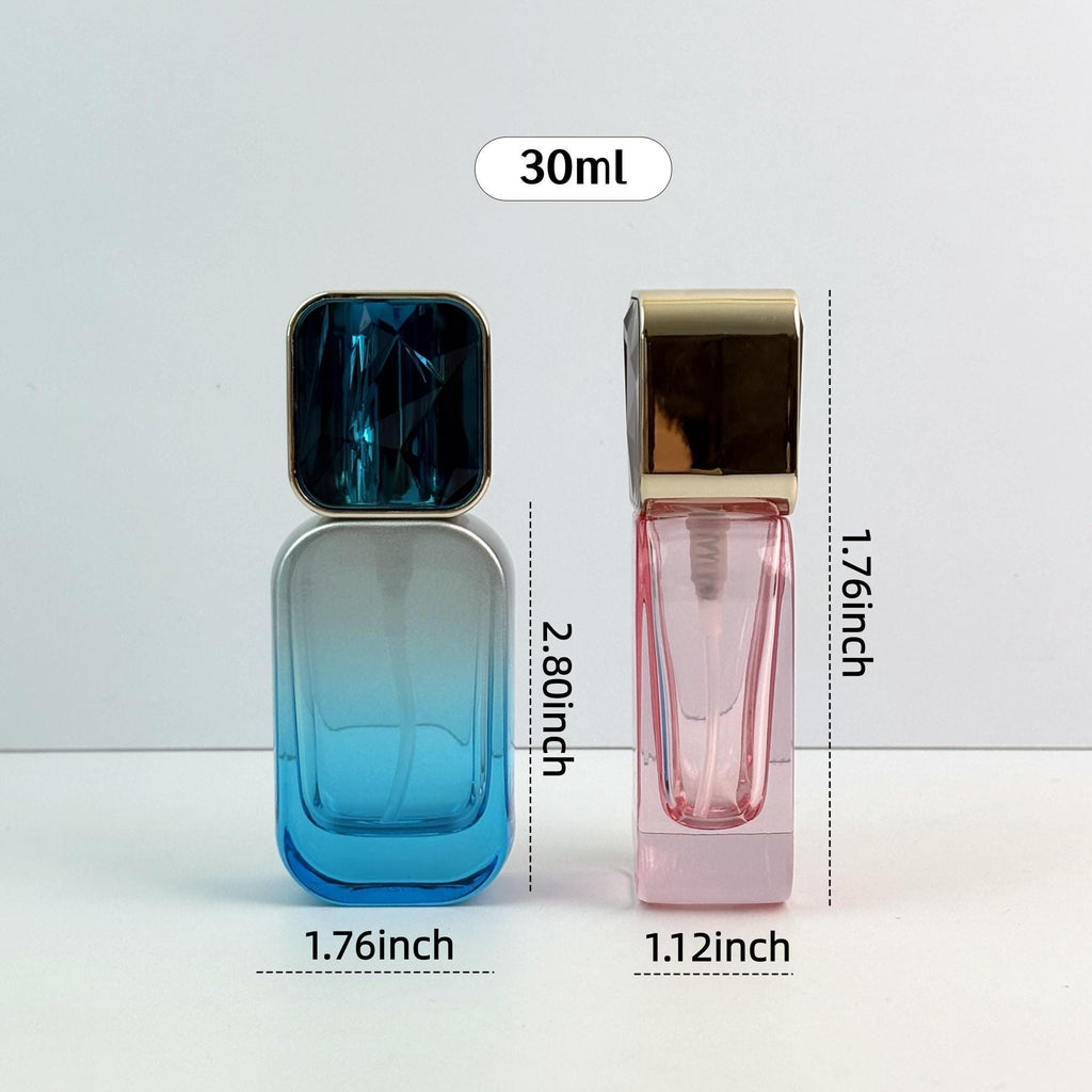 Faceted Gem-Cap Square Glass Spray Bottles