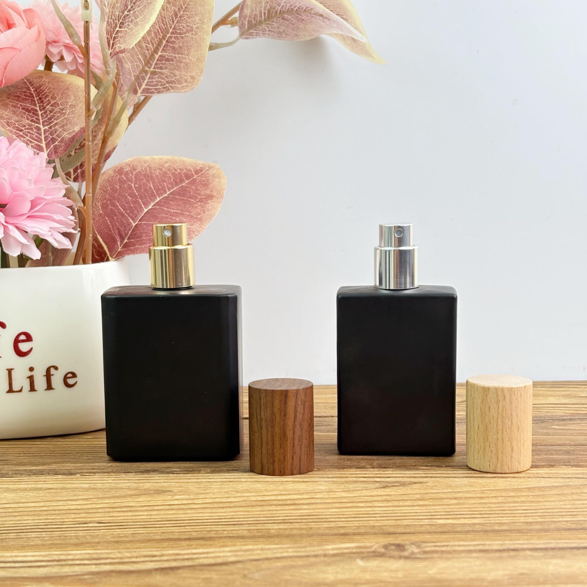 Matte Black Glass Perfume Bottle
