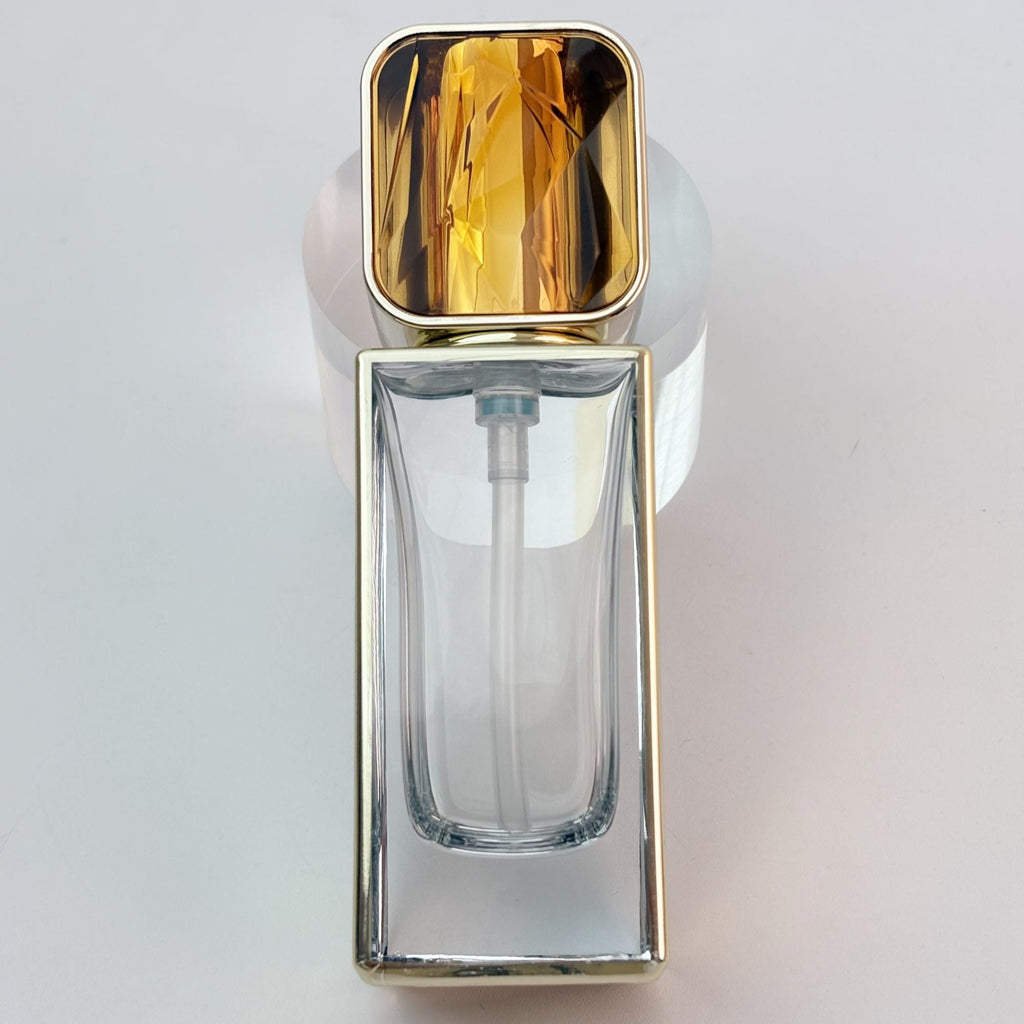 Gilded-Accent Square Glass Lotion Bottles