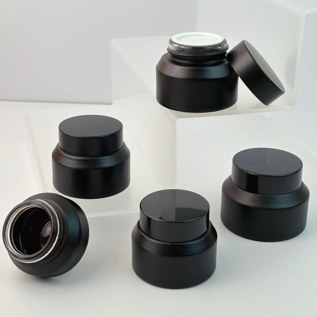 15g 30g 50g Matte Black Glass Cream Jars
