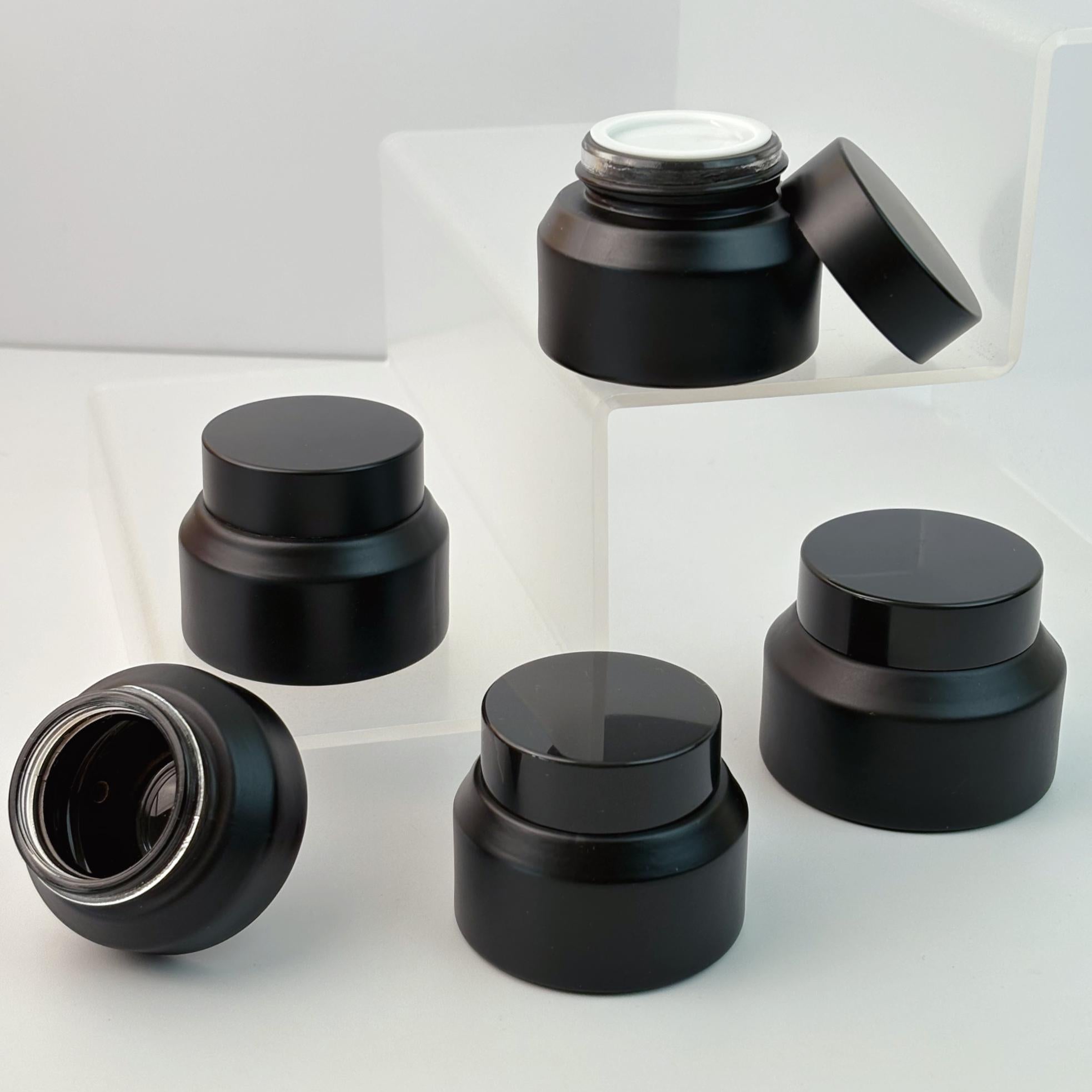 15g 30g 50g Matte Black Glass Cream Jars