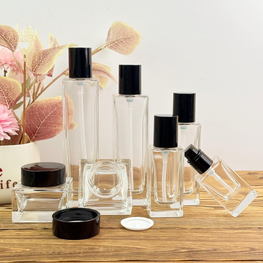 Minimalist Cosmetic Container with Black Pump Cap