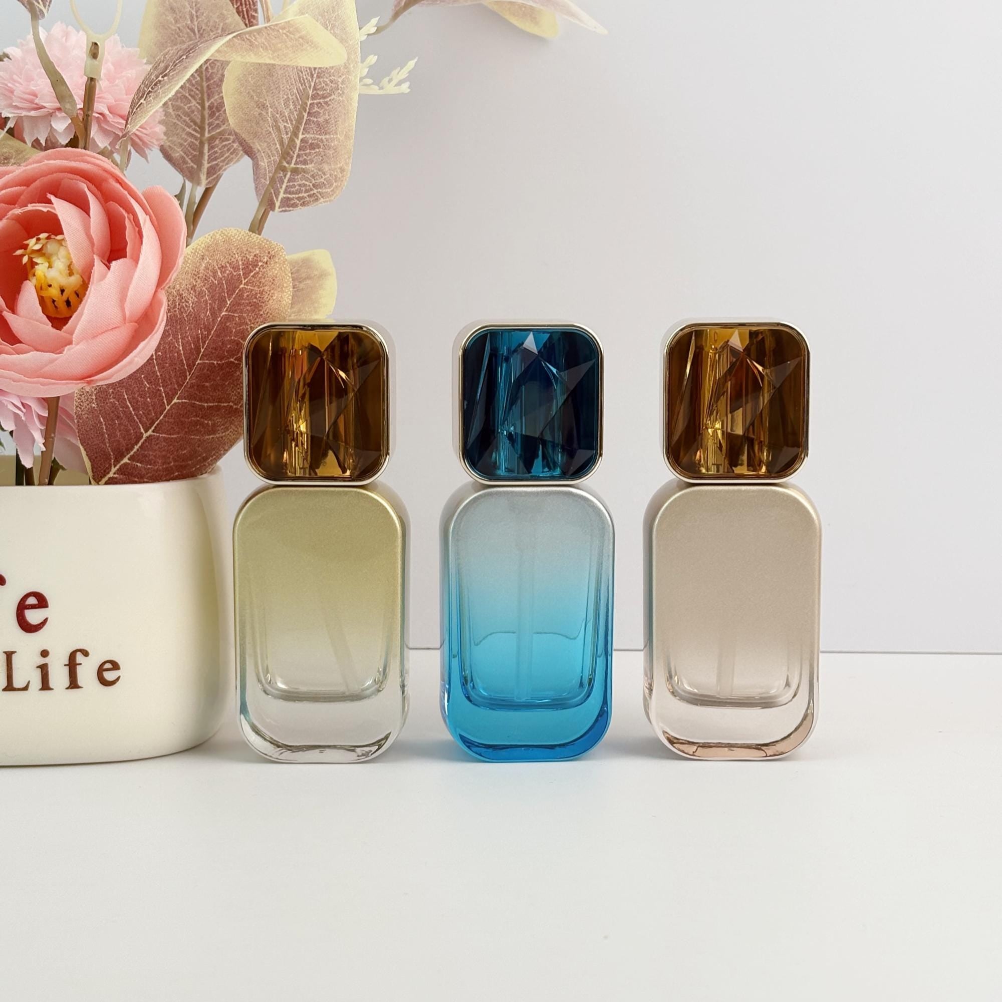 30ml Luxury Square Cosmetic Bottles with Gem Caps