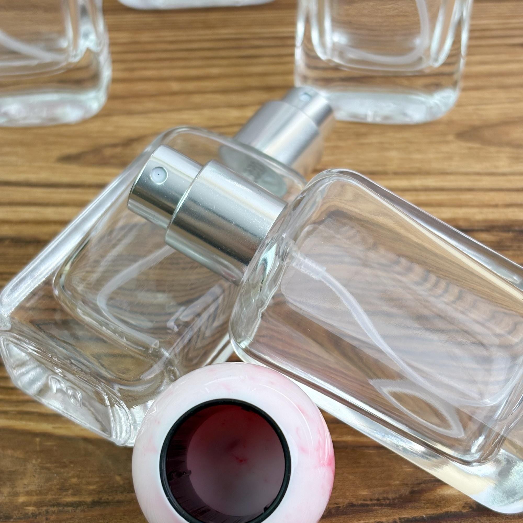Empty Clear Square Glass Spray Bottle