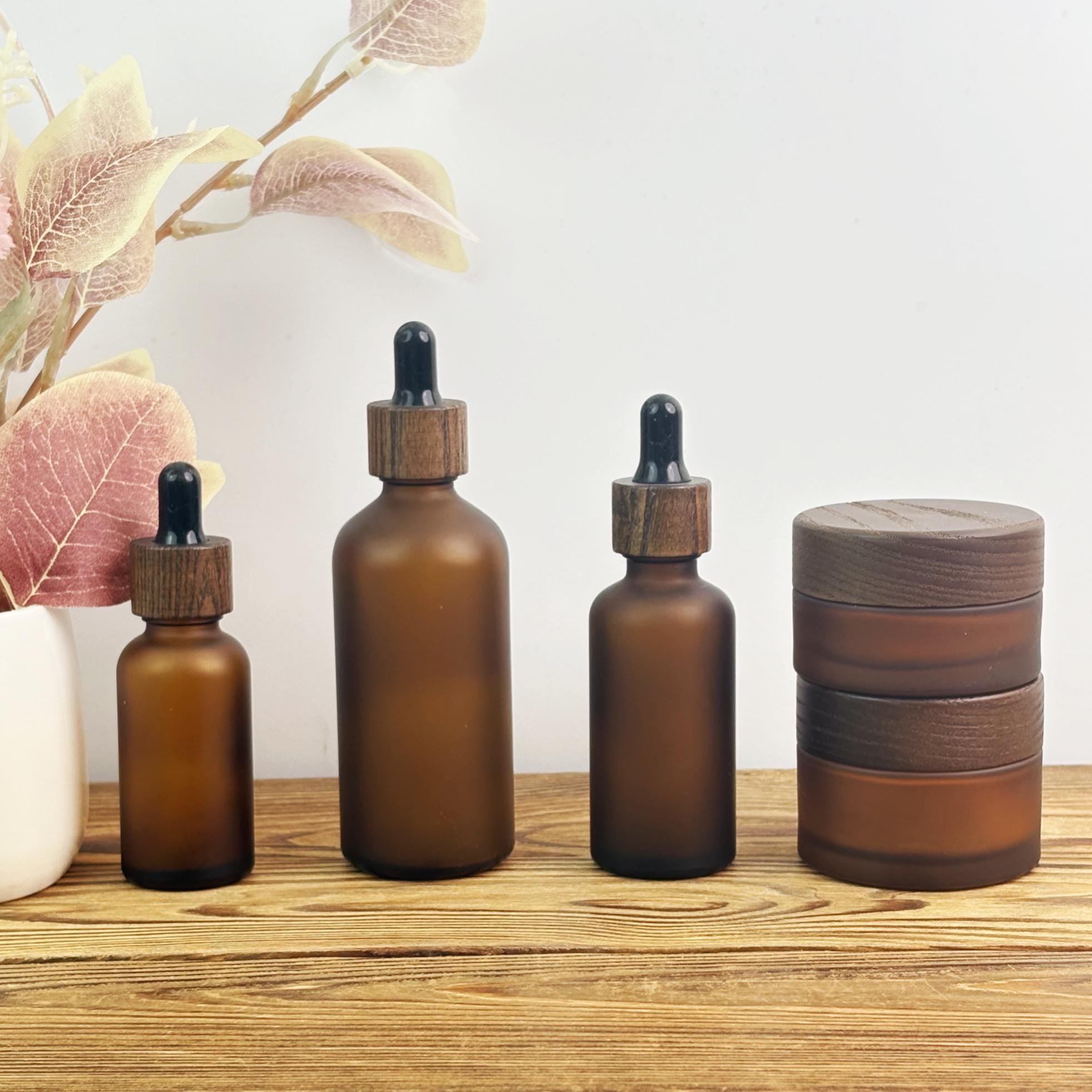 Amber Glass Dropper Bottle & Cream Jar