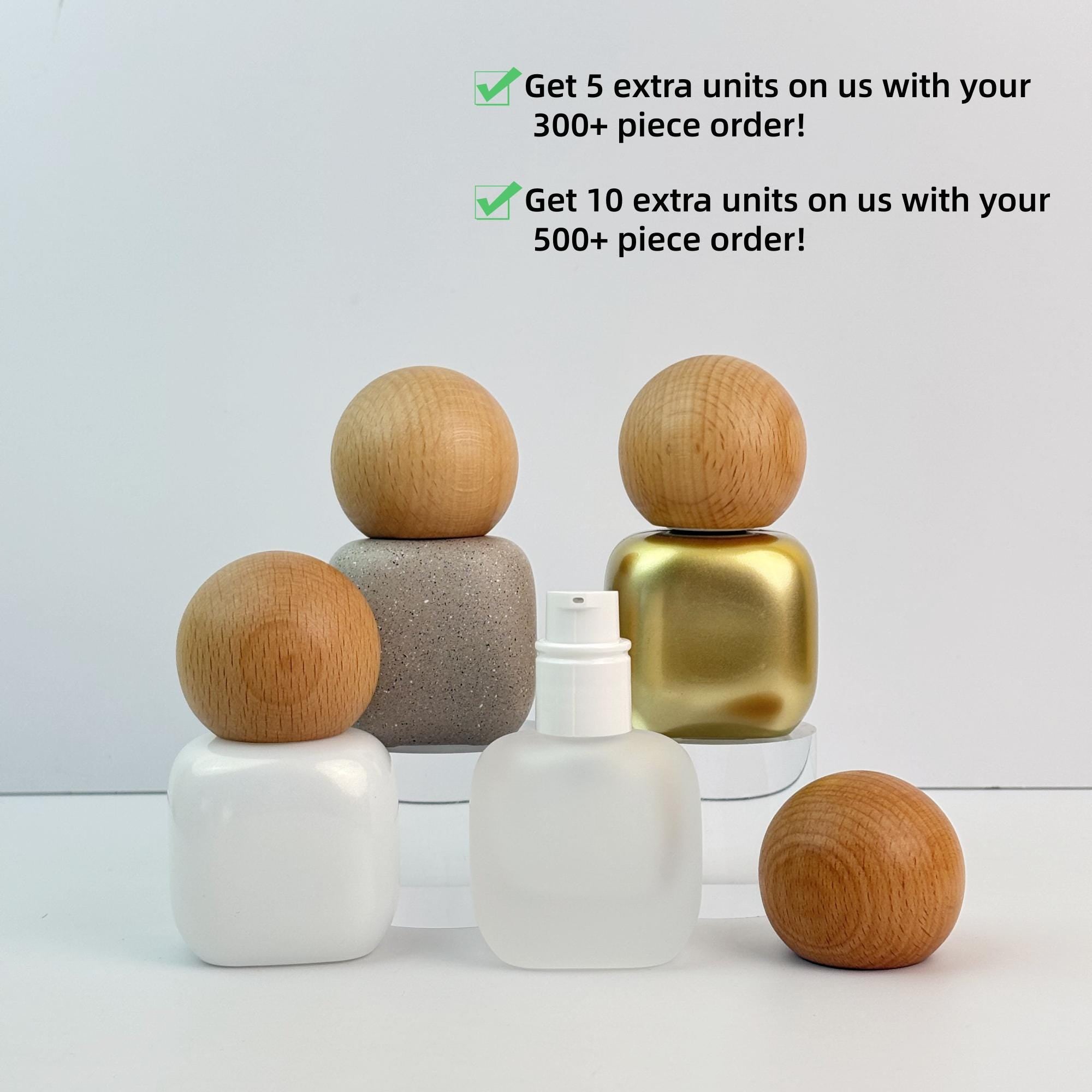 30ml Handmade Wooden Cap Glass Cosmetic Containers