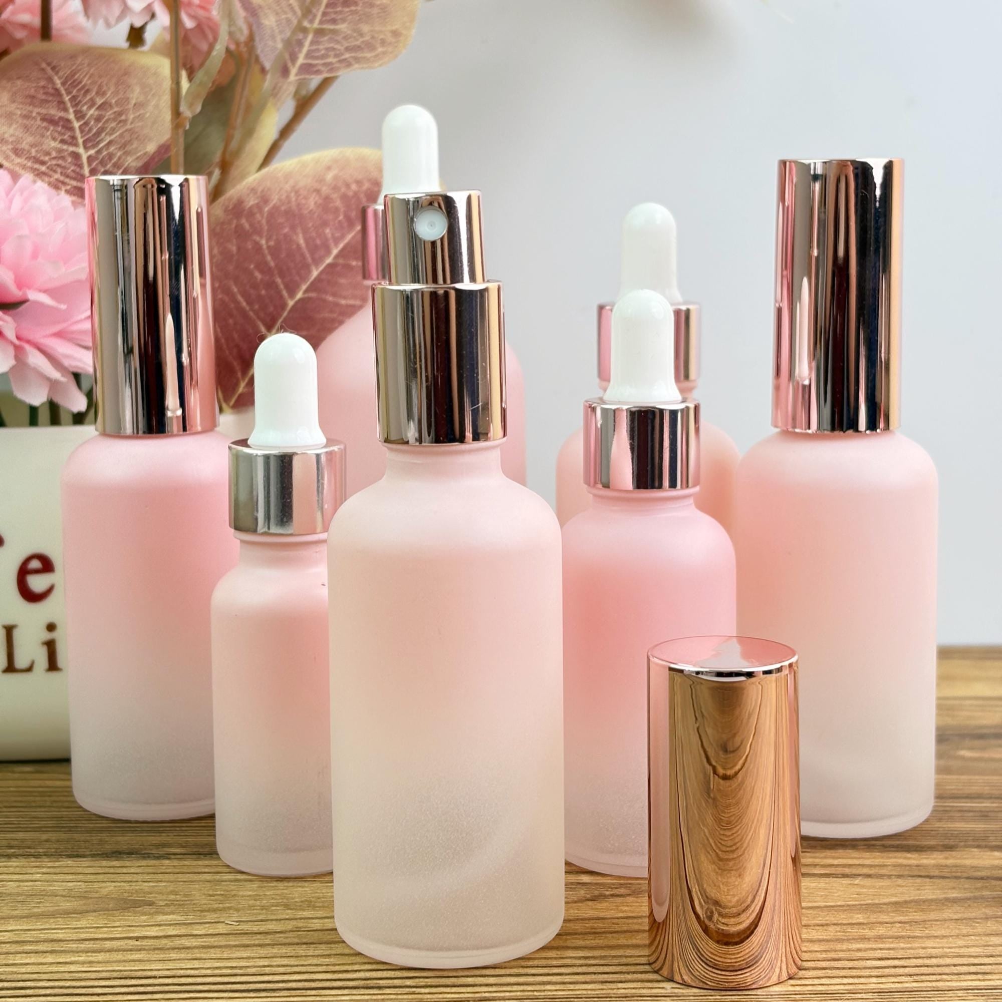 Gradient Pink Glass Dropper Bottle