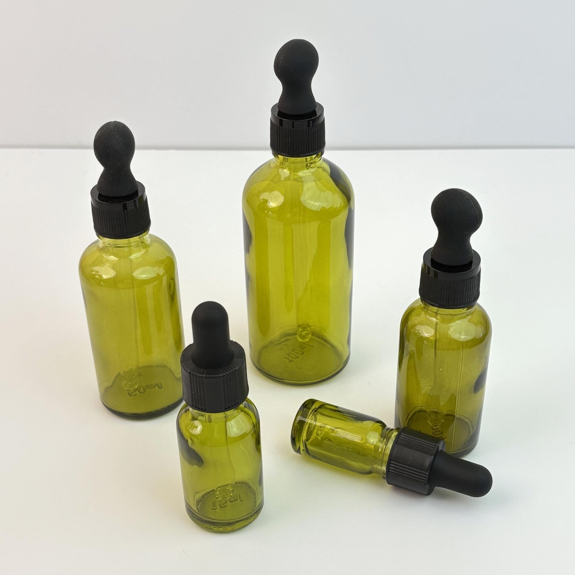 Glass Dropper Bottles with Black Plastic Lid