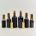 Black Glass Atomizer Bottles with Gold Cap