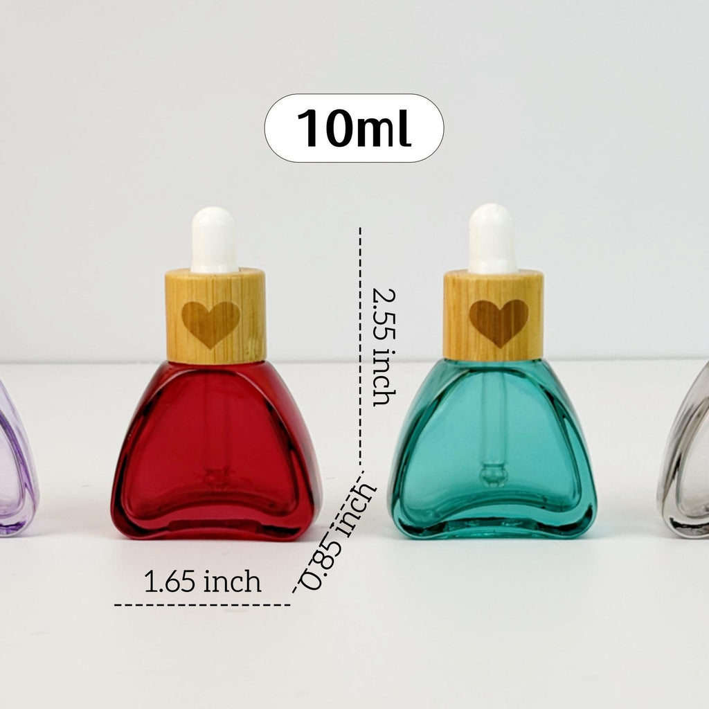 10ml Colorful Glass Tincture Bottle with Wood Heart-shaped Cap