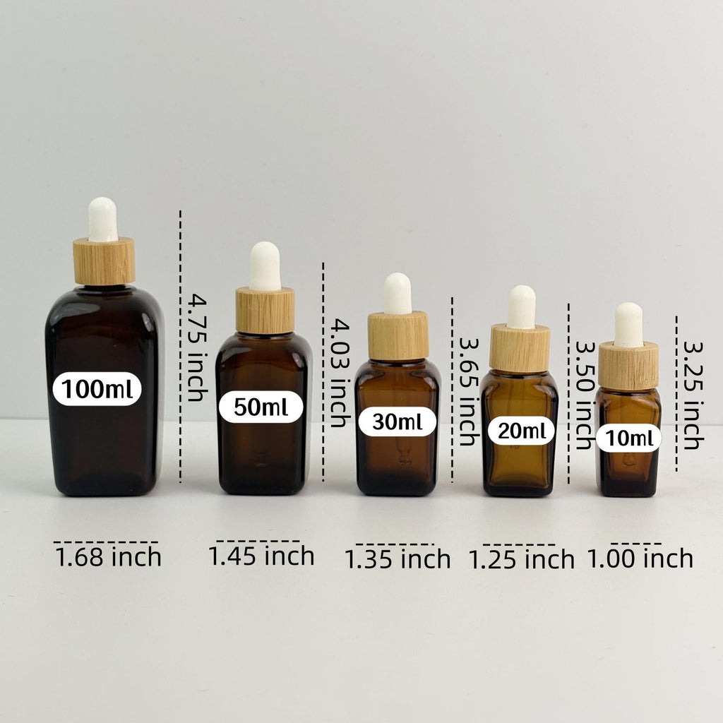 Amber Glass Dropper Bottle with Bamboo Cap