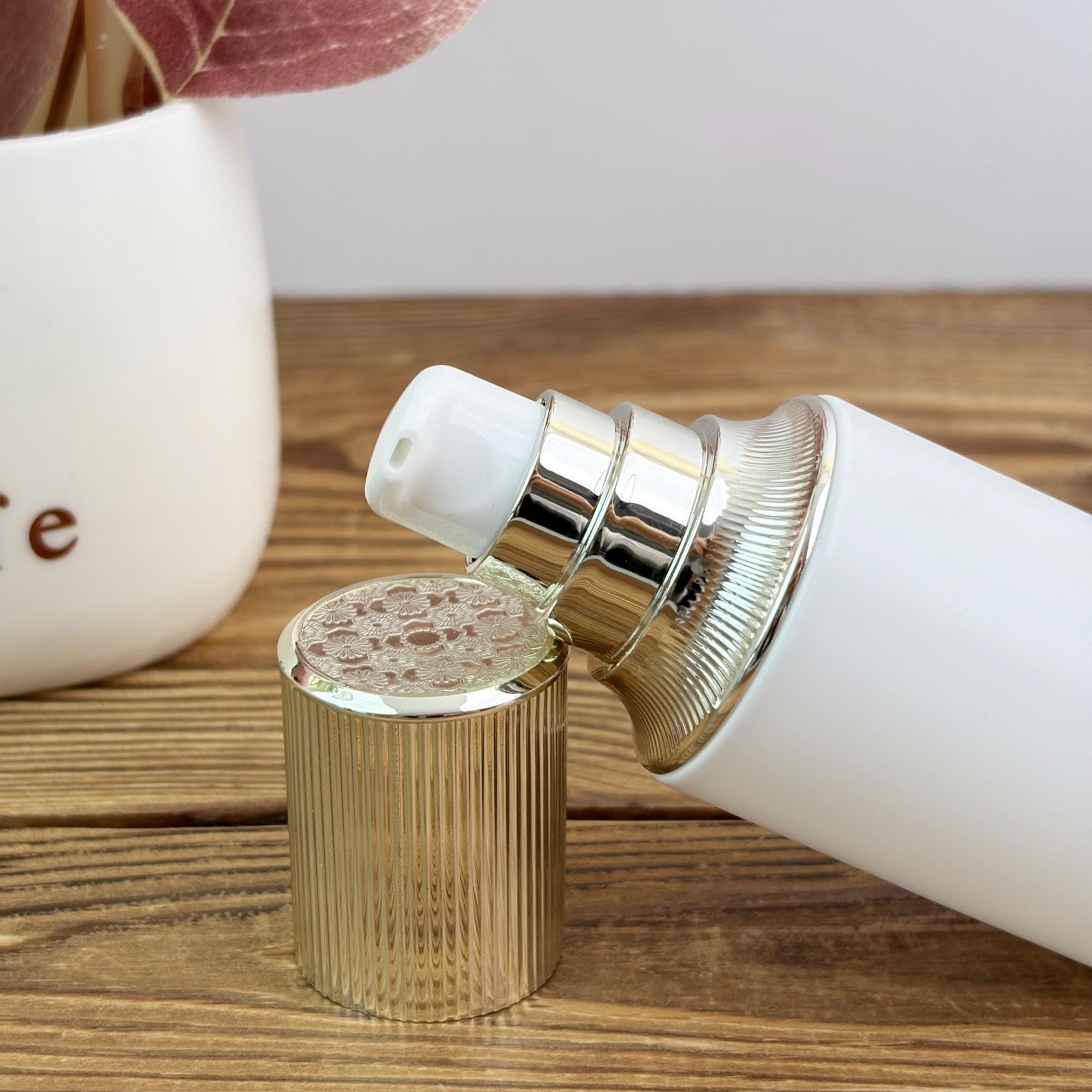Luxury White Glass Lotion Pump Bottle