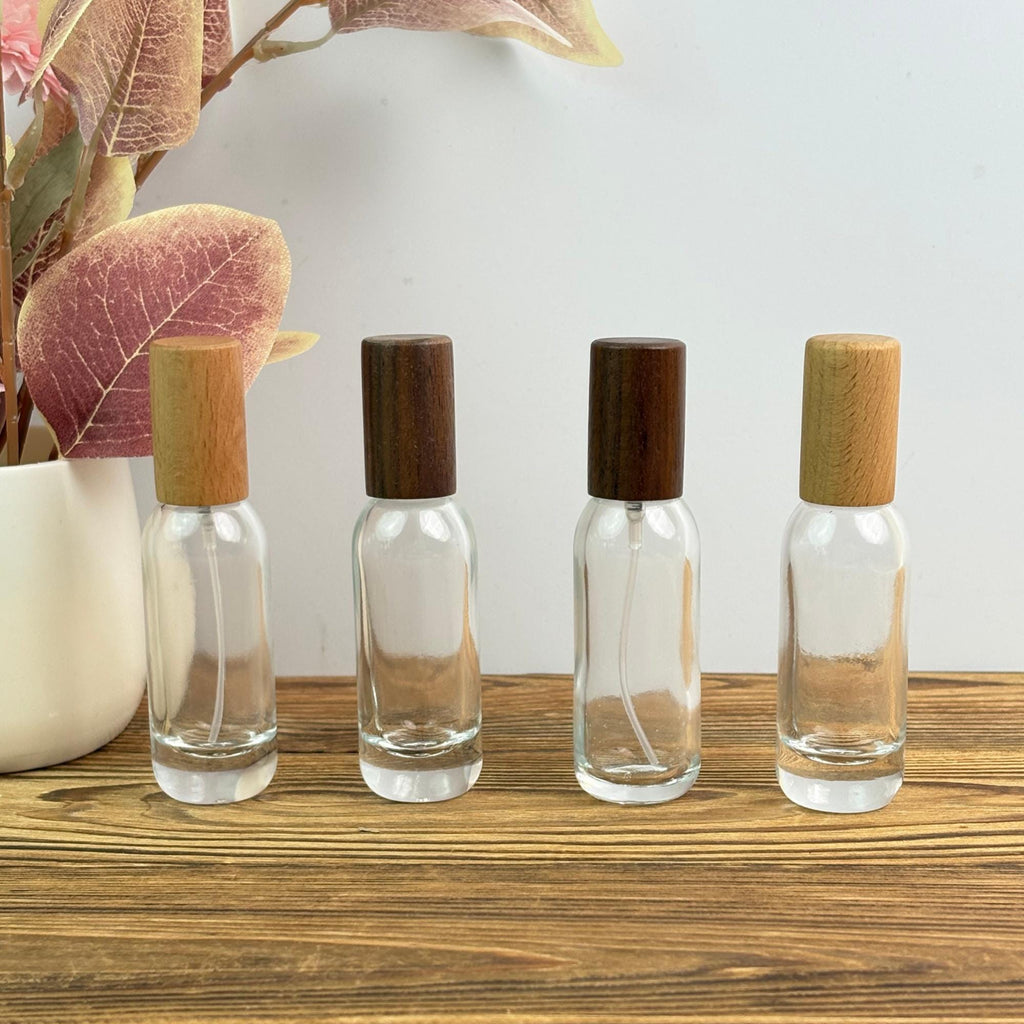 Clear Glass Perfume Bottle with Wood Cap