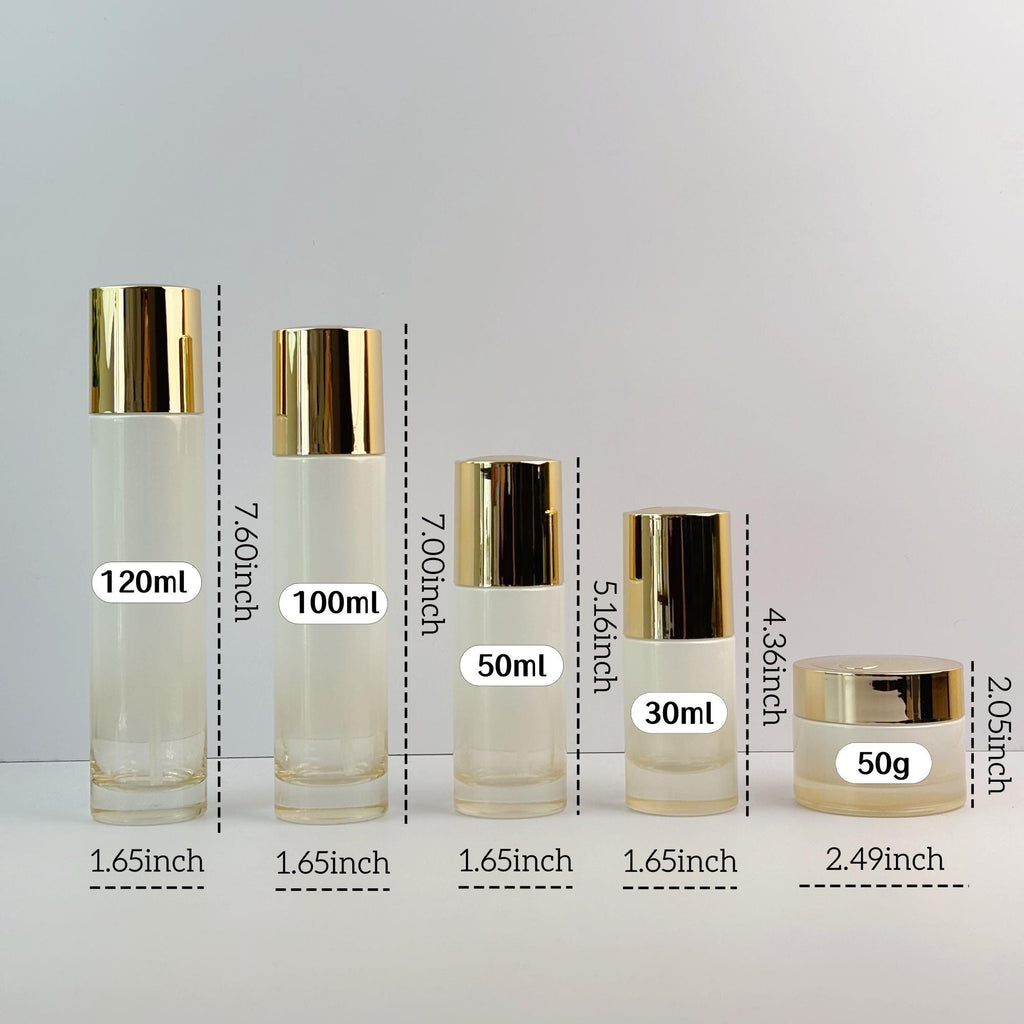 Luxury White Gradient Glass Cosmetic Container