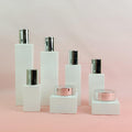Elegant White Square Glass Cosmetic Containers