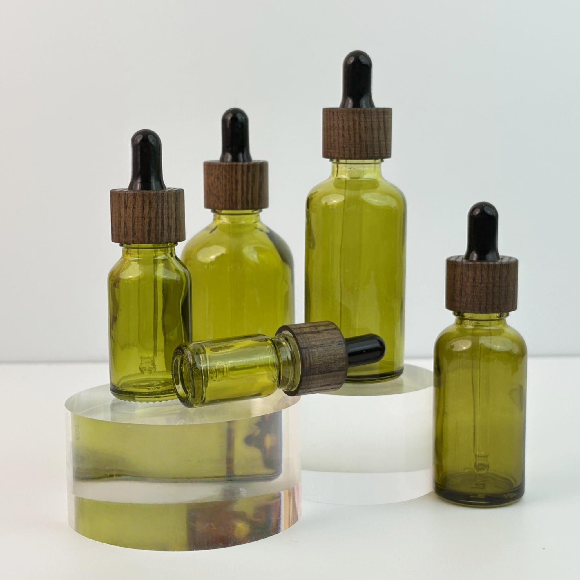 Glass Eye Dropper Bottles with Wood Lid